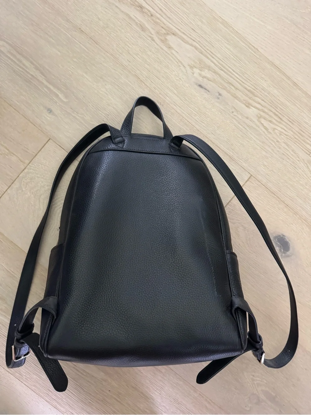 kate spade black leather pebbled backpack with gold hardware